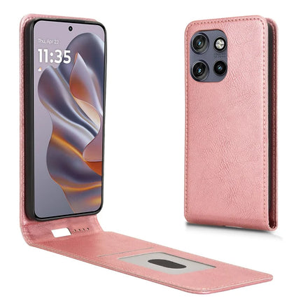 Phone Case For Motorola Thinkphone 25 5G  /  Moto S50 5G  /  Edge 50 Neo 5G Magnetic Vertical Flip Leather Cover with Card Slot - Rose Gold