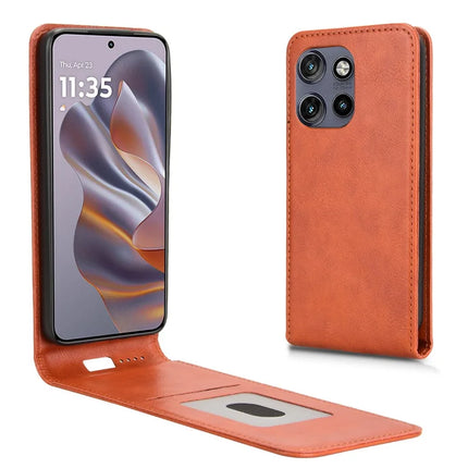 Phone Case For Motorola Thinkphone 25 5G  /  Moto S50 5G  /  Edge 50 Neo 5G Magnetic Vertical Flip Leather Cover with Card Slot - Orange