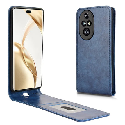 For Honor 200 Pro 5G Case with Card Slot Magnetic Vertical Flip Leather Phone Cover - Dark Blue