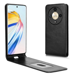 For Honor Magic6 Lite 5G  /  X9b 5G Case with Card Slot Magnetic Vertical Flip Leather Phone Cover - Black