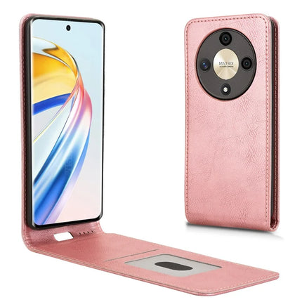 For Honor Magic6 Lite 5G  /  X9b 5G Case with Card Slot Magnetic Vertical Flip Leather Phone Cover - Rose Gold