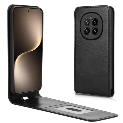 For Honor Magic7 5G Case with Card Slot Magnetic Vertical Flip Leather Phone Cover - Black