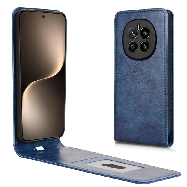 For Honor Magic7 5G Case with Card Slot Magnetic Vertical Flip Leather Phone Cover - Dark Blue