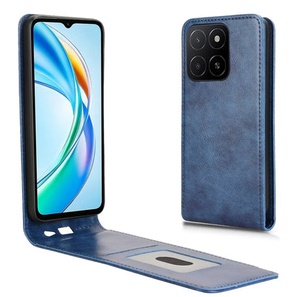 For Honor X5b  /  X5b Plus Case with Card Slot Magnetic Vertical Flip Leather Phone Cover - Dark Blue