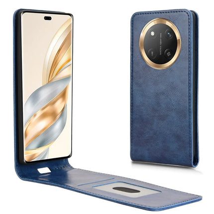 Phone Case For Honor X60 Pro 5G / X9c 5G / Magic7 Lite 5G Magnetic Vertical Flip Leather Cover with Card Slot - Dark Blue