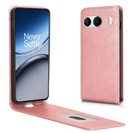 For OnePlus Nord 4 Case with Card Slot Magnetic Vertical Flip Leather Phone Cover - Rose Gold