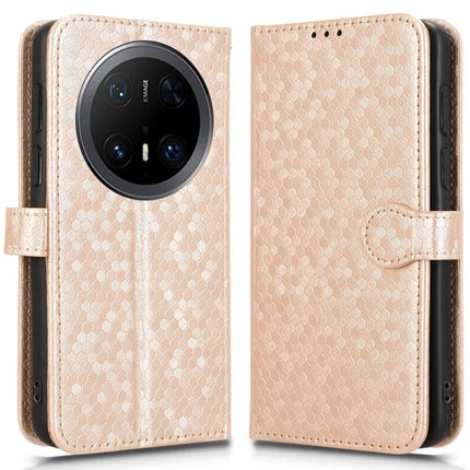 For Huawei Mate 70 Pro+ / 70 Pro Wallet Case Dot Pattern Imprint PU Leather Phone Cover - Rose Gold