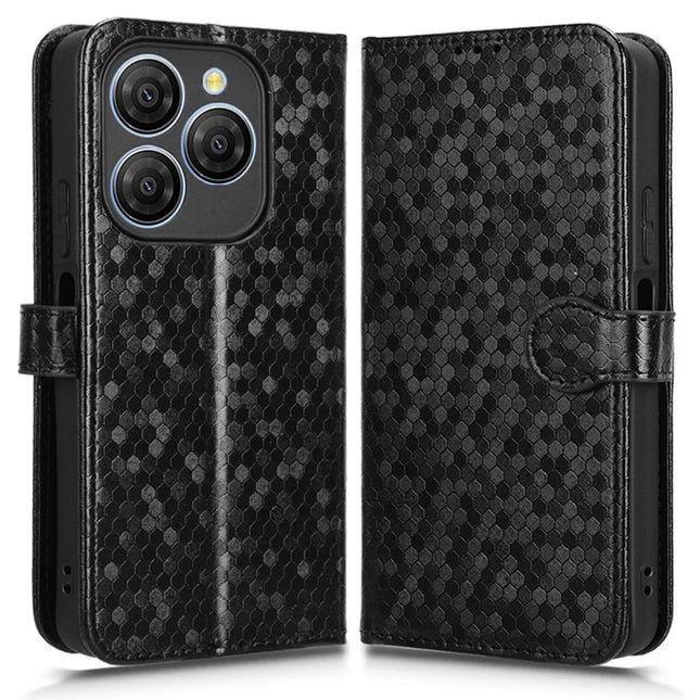 For Blackview Shark 9 5G Wallet Case Dot Pattern Imprint PU Leather Phone Cover - Black
