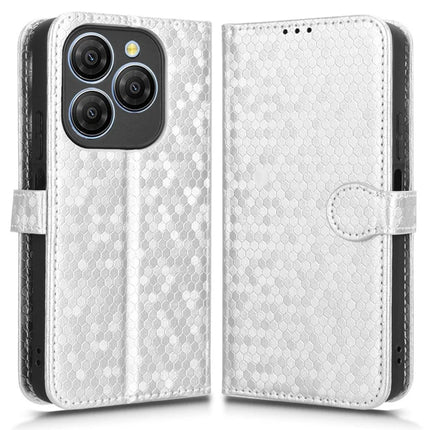 For Blackview Shark 9 5G Wallet Case Dot Pattern Imprint PU Leather Phone Cover - Silver