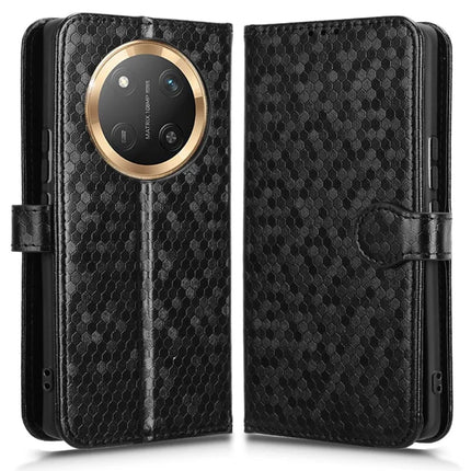 Wallet Case For Honor X60 Pro 5G / X9c 5G / Magic7 Lite 5G Dot Pattern Imprint PU Leather Phone Cover - Black