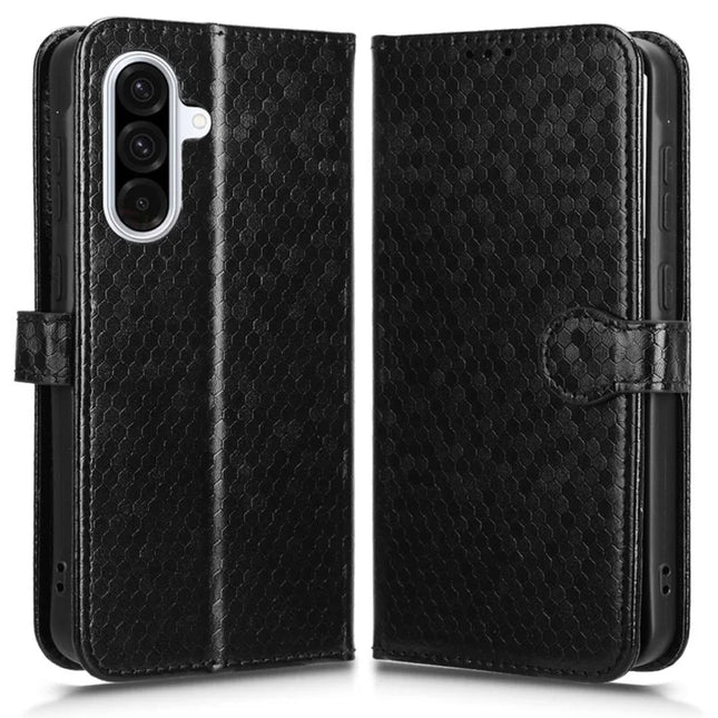 For Samsung Galaxy A36 5G Wallet Case Dot Pattern Imprint PU Leather Phone Cover - Black