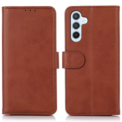 For Samsung Galaxy A56 5G Case Cowhide Texture Leather Wallet Phone Cover with Stand - Brown