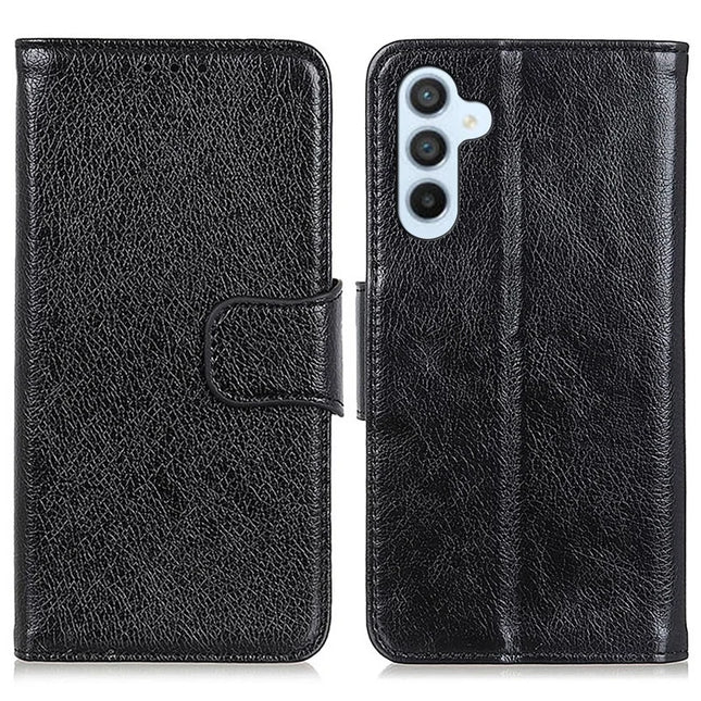 For Samsung Galaxy A56 5G Case Nappa Texture Split Leather Wallet Phone Cover - Black