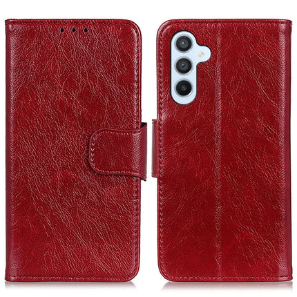 For Samsung Galaxy A56 5G Case Nappa Texture Split Leather Wallet Phone Cover - Red