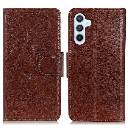 For Samsung Galaxy A56 5G Case Nappa Texture Split Leather Wallet Phone Cover - Brown