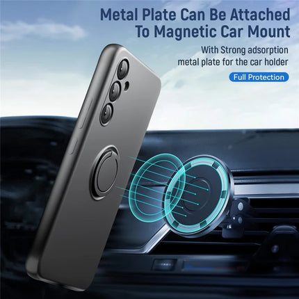 For Samsung Galaxy A16 5G  /  4G Case Liquid Silicone Kickstand Cover with 2.5D Arc Edge Tempered Glass Film