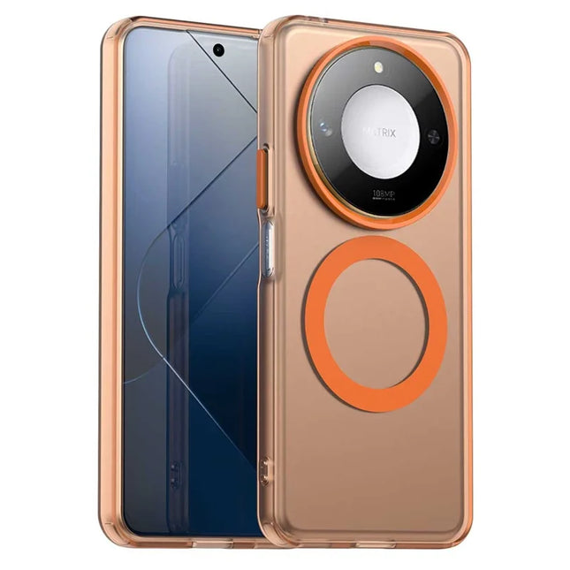 For Honor X60 5G Case Compatible with MagSafe PC+TPU+PET Anti-Drop Phone Cover - Orange
