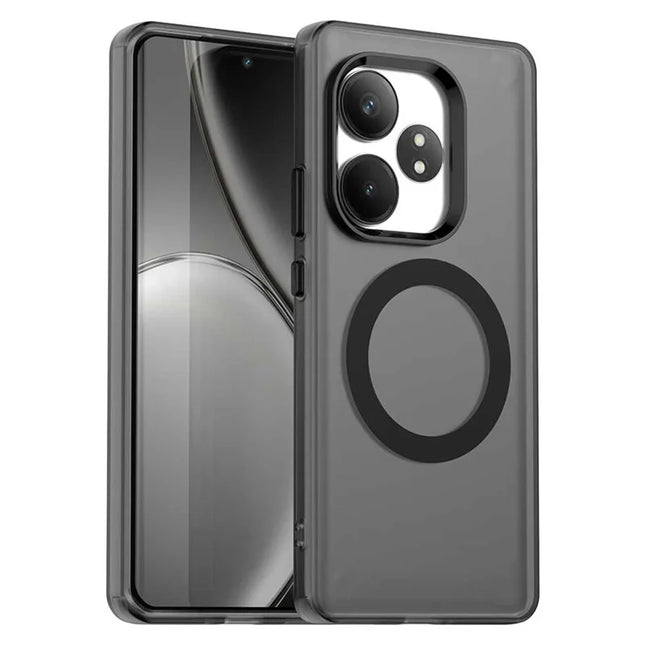 Phone Case For Realme GT 6 5G  /  GT 6T 5G  /  GT Neo6 SE 5G  /  GT Neo6 5G Compatible with MagSafe PC+TPU+PET Anti-Drop Phone Cover - Black