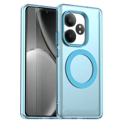 Phone Case For Realme GT 6 5G  /  GT 6T 5G  /  GT Neo6 SE 5G  /  GT Neo6 5G Compatible with MagSafe PC+TPU+PET Anti-Drop Phone Cover - Blue