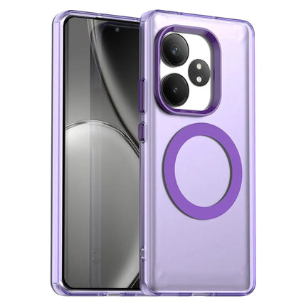 Phone Case For Realme GT 6 5G  /  GT 6T 5G  /  GT Neo6 SE 5G  /  GT Neo6 5G Compatible with MagSafe PC+TPU+PET Anti-Drop Phone Cover - Purple