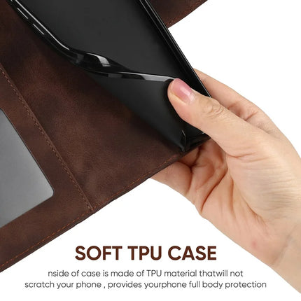 For Google Pixel 9a Stand Case Line Pattern Leather Phone Cover