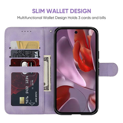 For Google Pixel 9a Stand Case Line Pattern Leather Phone Cover