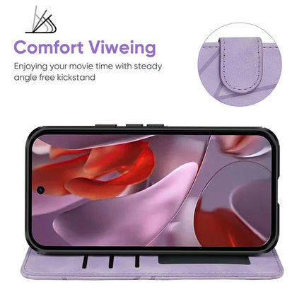 For Google Pixel 9a Stand Case Line Pattern Leather Phone Cover
