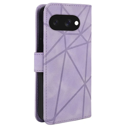 For Google Pixel 9a Stand Case Line Pattern Leather Phone Cover