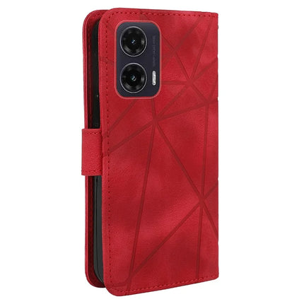 For Motorola Moto G35 5G Stand Case Line Pattern Leather Phone Cover