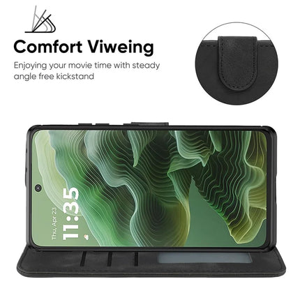 For Motorola Moto G35 5G Stand Case Line Pattern Leather Phone Cover