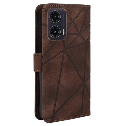 For Motorola Moto G35 5G Stand Case Line Pattern Leather Phone Cover