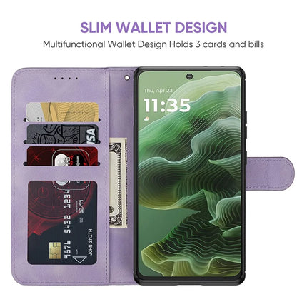 For Motorola Moto G35 5G Stand Case Line Pattern Leather Phone Cover