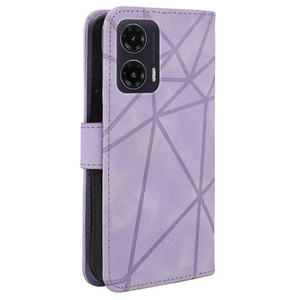 For Motorola Moto G35 5G Stand Case Line Pattern Leather Phone Cover