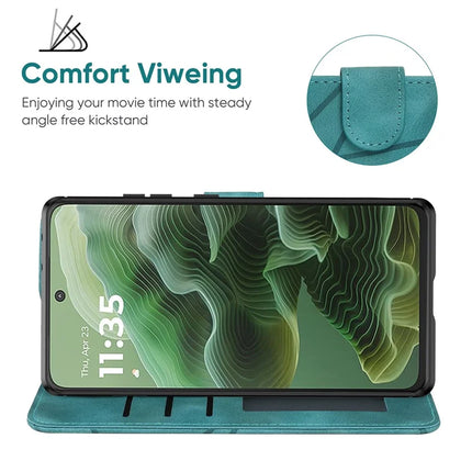 For Motorola Moto G35 5G Stand Case Line Pattern Leather Phone Cover