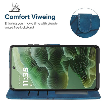 For Motorola Moto G35 5G Stand Case Line Pattern Leather Phone Cover
