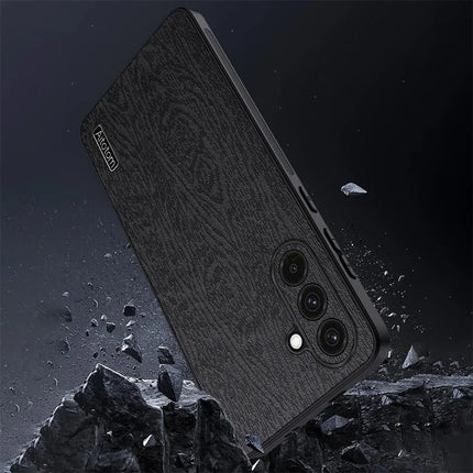 For Samsung Galaxy A16 5G  /  4G Case Wood Texture PU Leather Coated PC+TPU Phone Cover