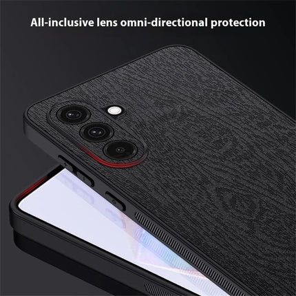 For Samsung Galaxy A16 5G  /  4G Case Wood Texture PU Leather Coated PC+TPU Phone Cover