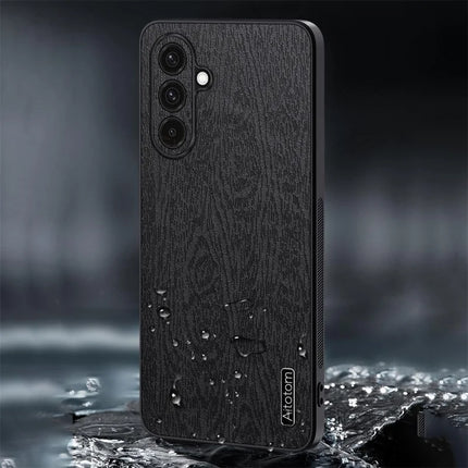 For Samsung Galaxy A16 5G  /  4G Case Wood Texture PU Leather Coated PC+TPU Phone Cover