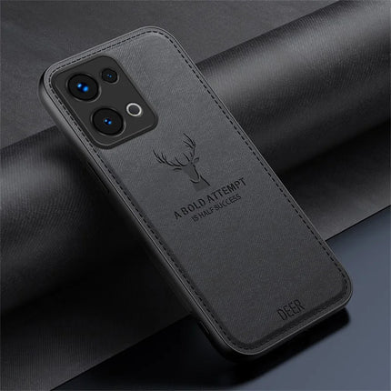 For Oppo Reno13 5G (Global) Case Deer Pattern Cloth Texture PU Leather Hybrid Phone Cover