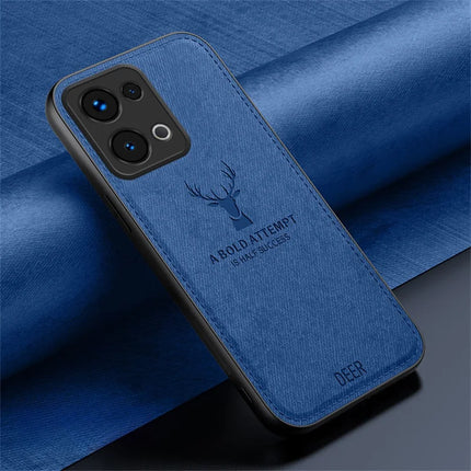 For Oppo Reno13 5G (Global) Case Deer Pattern Cloth Texture PU Leather Hybrid Phone Cover