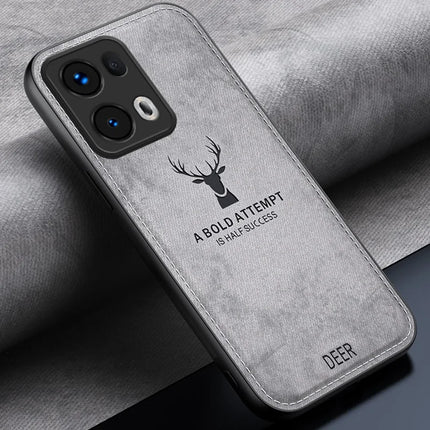 For Oppo Reno13 Pro 5G Case Deer Pattern Cloth Texture PU Leather Hybrid Phone Cover