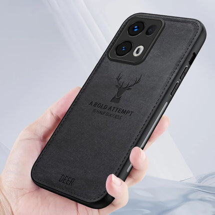 For Oppo Reno13 Pro 5G Case Deer Pattern Cloth Texture PU Leather Hybrid Phone Cover