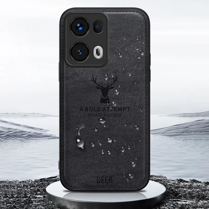 For Oppo Reno13 Pro 5G Case Deer Pattern Cloth Texture PU Leather Hybrid Phone Cover