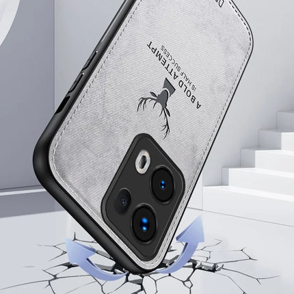 For Oppo Reno13 Pro 5G Case Deer Pattern Cloth Texture PU Leather Hybrid Phone Cover