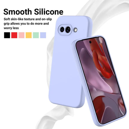 For Google Pixel 9a Case Liquid Silicone Phone Back Cover with Hand Strap