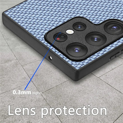 For Samsung Galaxy S23 Ultra Case Carbon Fiber Texture PU+PC+TPU Phone Cover