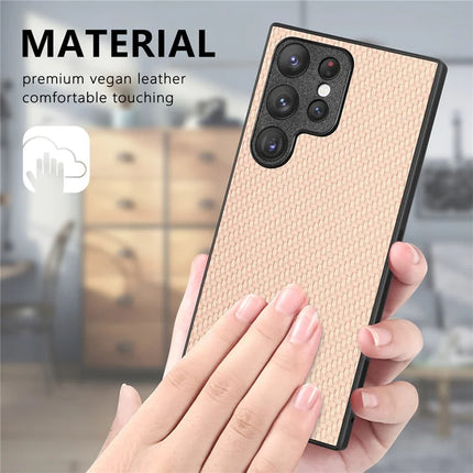 For Samsung Galaxy S23 Ultra Case Carbon Fiber Texture PU+PC+TPU Phone Cover