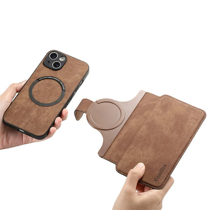 CASENEO MW-03 For iPhone 14 Case with Detachable Wallet Leather+TPU Phone Cover