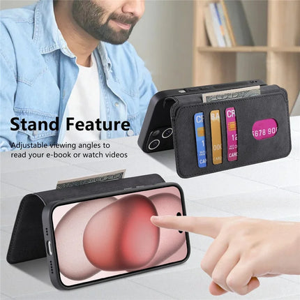 CASENEO MW-03 For iPhone 14 Case with Detachable Wallet Leather+TPU Phone Cover