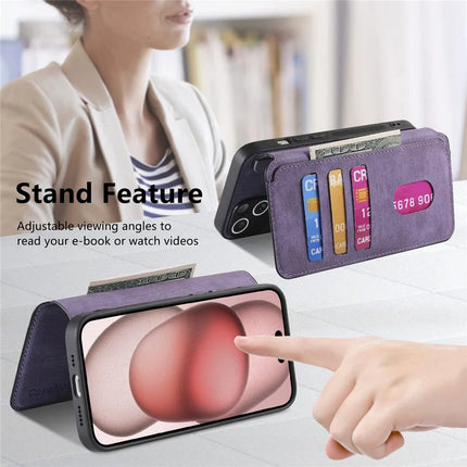 CASENEO MW-03 For iPhone 14 Case with Detachable Wallet Leather+TPU Phone Cover